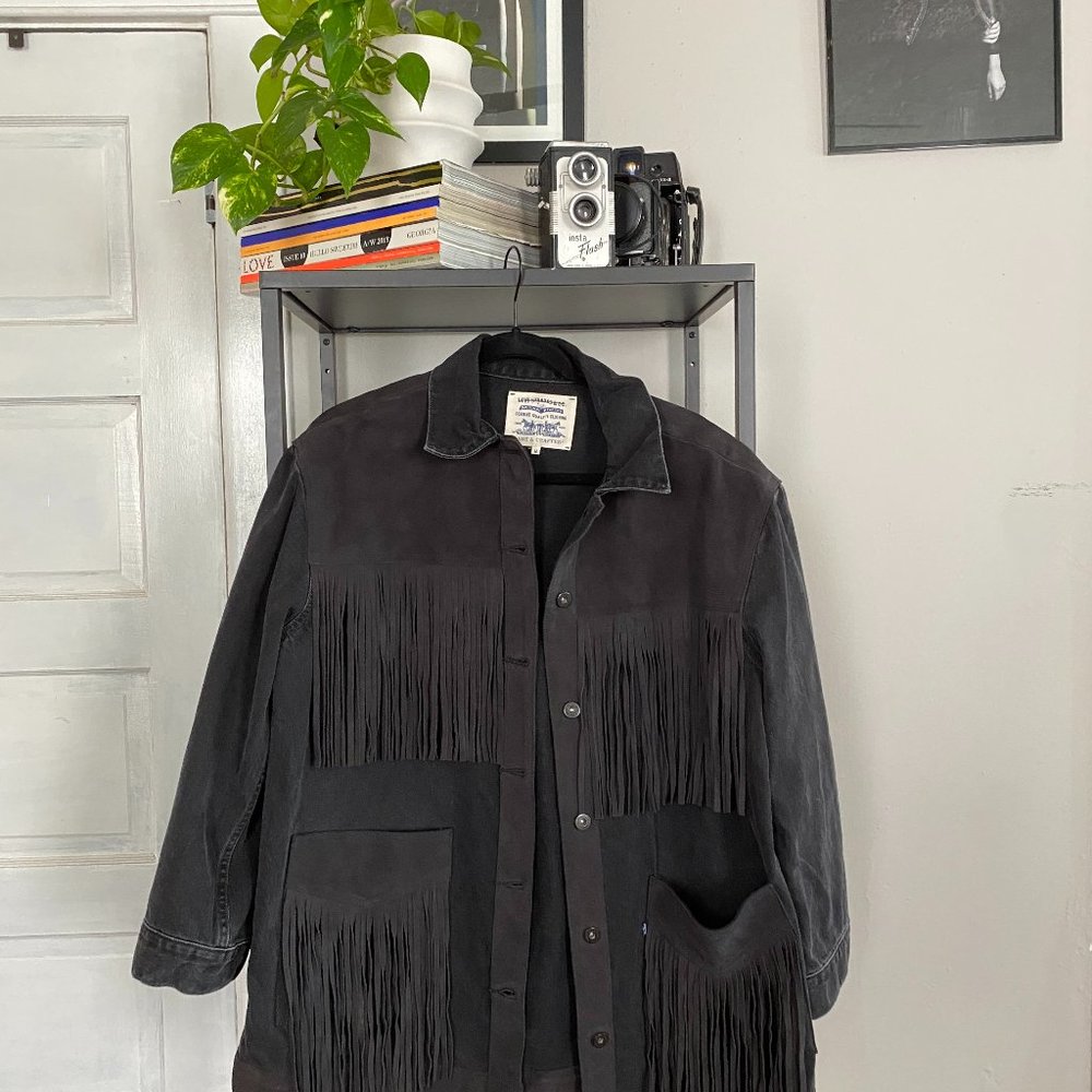 Levis Made & Crafted Ranch Handler Fringed Suede And Denim Jacket